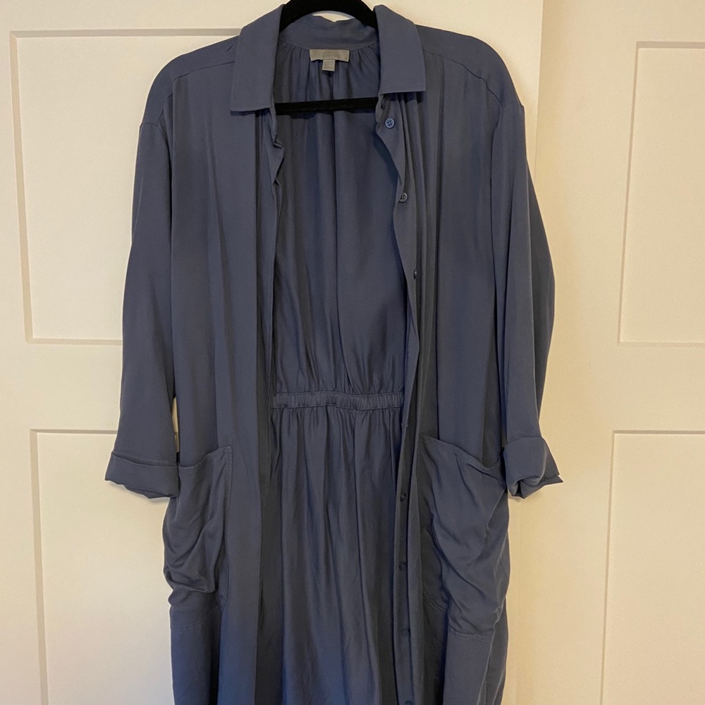Medium blue button up shirt/dress